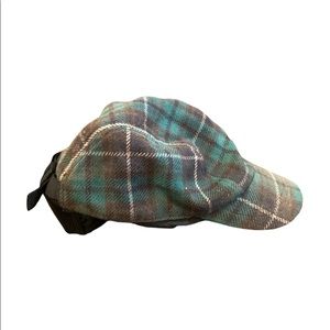 Pendleton wool green and brown plaid hat. Adjustable strap in back.